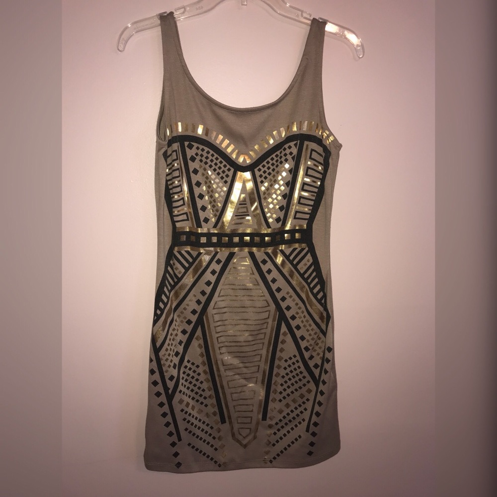 Gold and black designed mini Dress